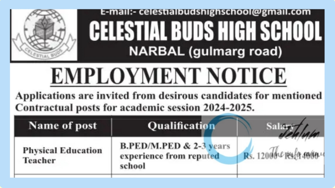 celestial buds high school employment notice for academic session 2024 2025